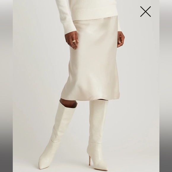 Quince Washable Silk Skirt - Champagne - Picture 1 of 4